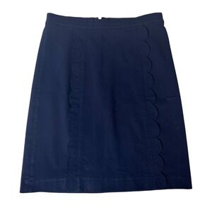 J.McLaughlin Scalloped‎ A-Line Skirt Classic Navy Blue Career Size 4